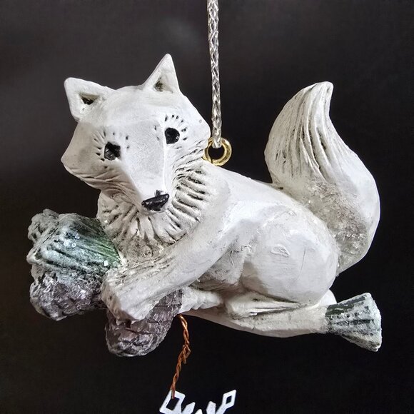 NWT RARE Pam Schifferl Winter White Fox Ornament Snowflake Accent  By Midwest - Picture 3 of 9